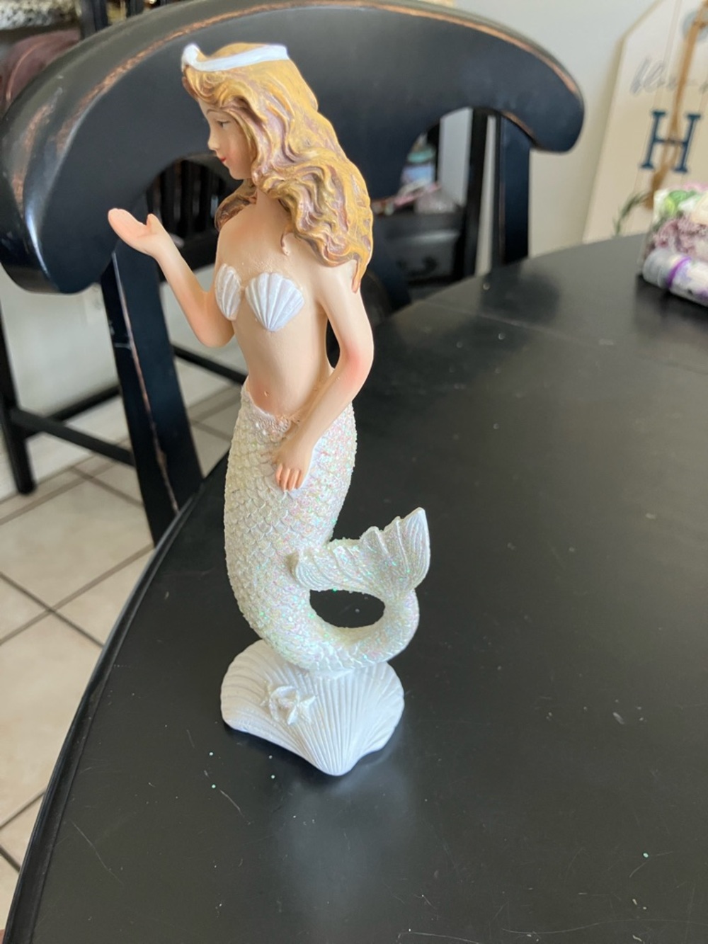 White Iridescent Mermaid Figurine Decorative Statue - Picture 5 of 7